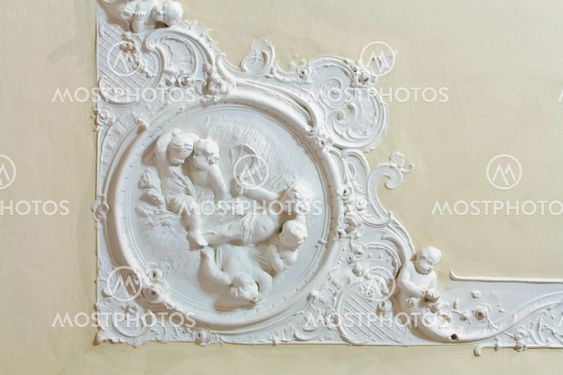 Stucco on the ceiling of historic building