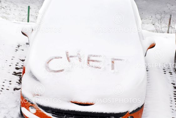 Snow letters written on car