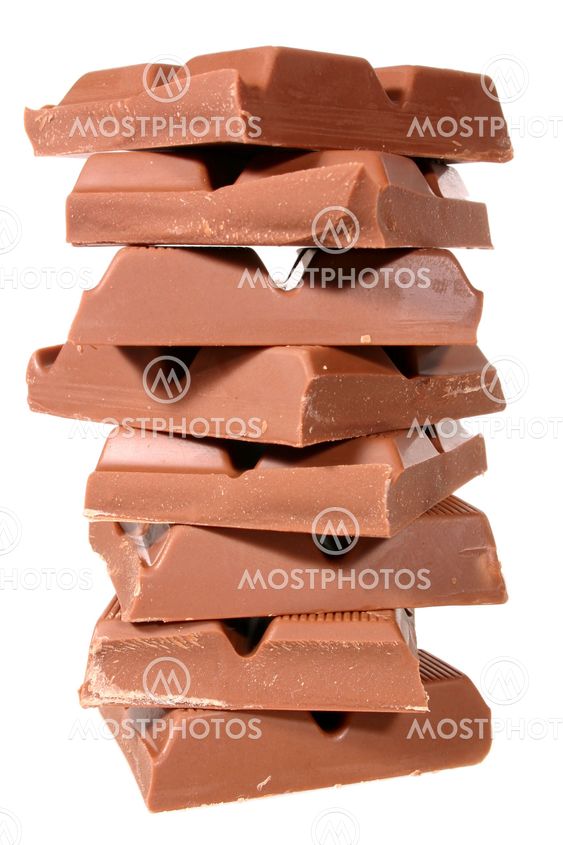 A pile of chocolate isolated on a white background.