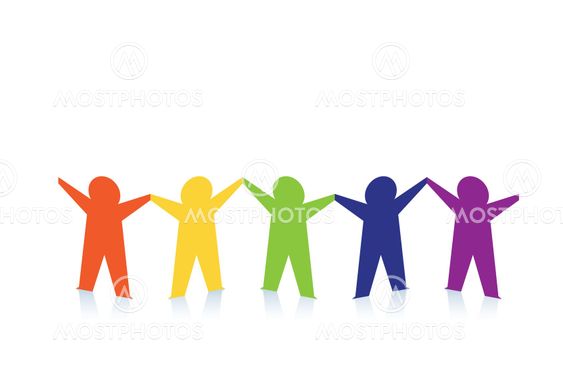 Abstract colorful paper people isolated on white