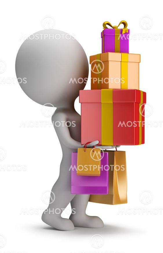 3d small people - carries gifts
