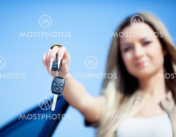 Girl with car key