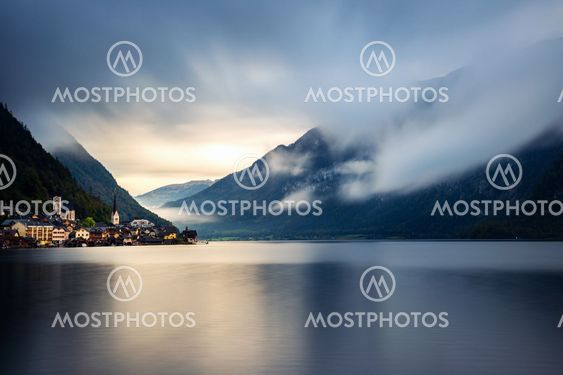 Hallstatt village on Hallstatter lake in Austrian Alps