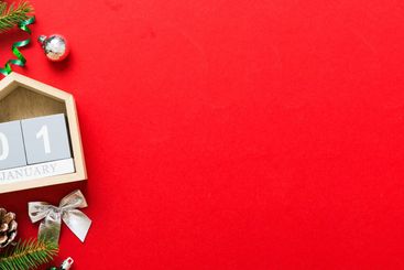 Christmas calendar 1 january. Christmas gift, fir...