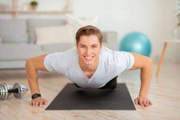 Healthy lifestyle at home during quarantine. Smiling...