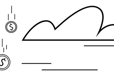 Cloud and Falling Dollar Coins Representing Rain of...