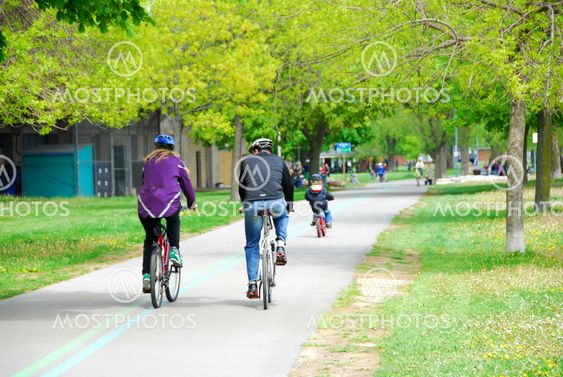 Bicycling in a park