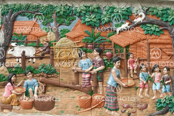 native molding art on wall in thai style