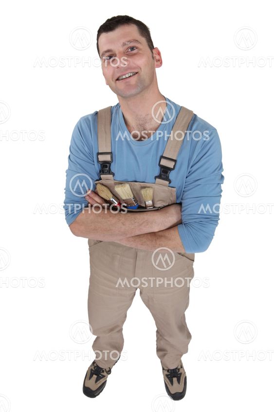 Painter with his arms crossed.