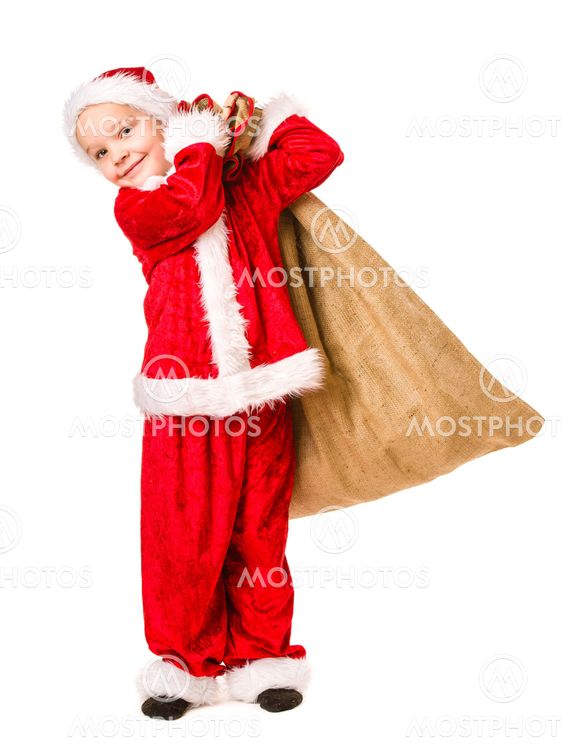 Boy and Christmas sack