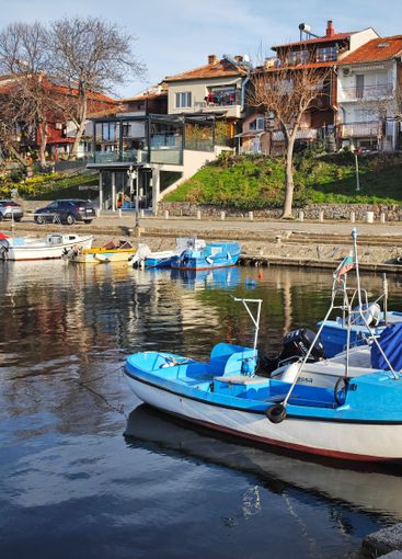 Sunset panorama of the port of Sozopol, Bulgaria
