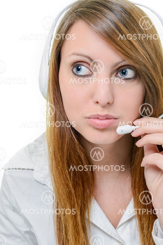 Portrait of attractive woman in custormer service