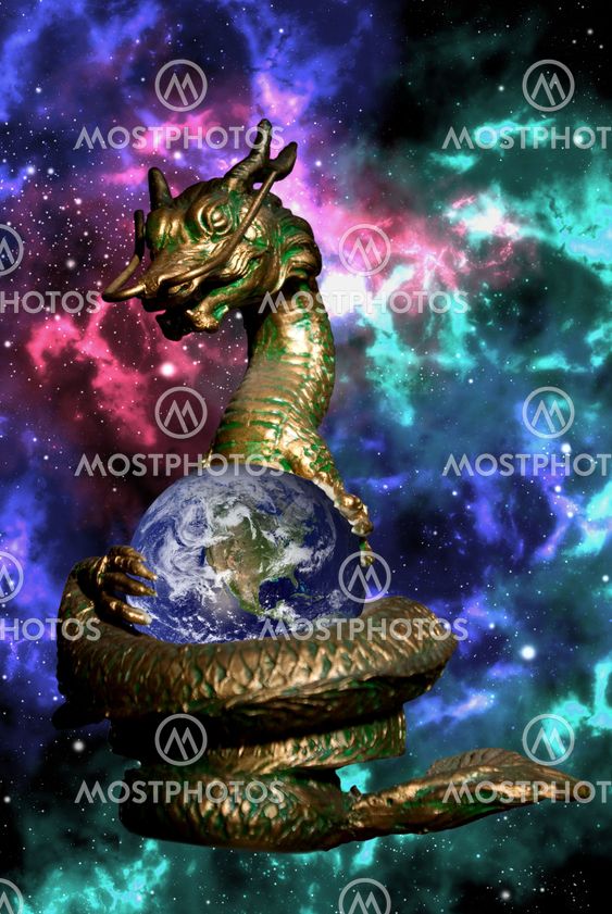 Dragon rolled the earth in the space with orion