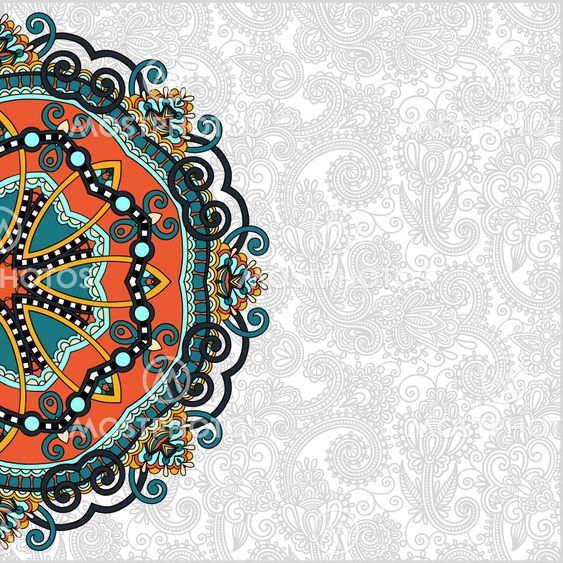 floral round pattern in ukrainian oriental ethnic style for your