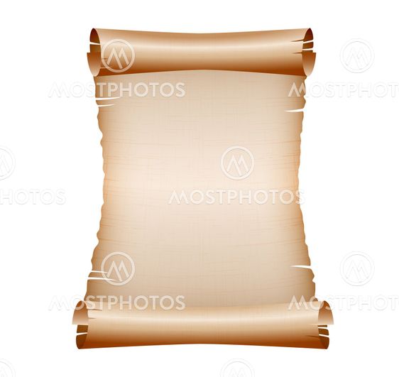 old blank scroll paper on white background
