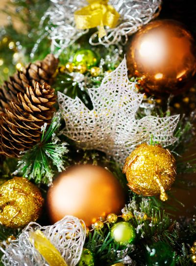 Christmas background with bright decoration