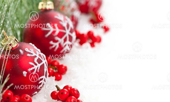 Red Christmas ornaments border
