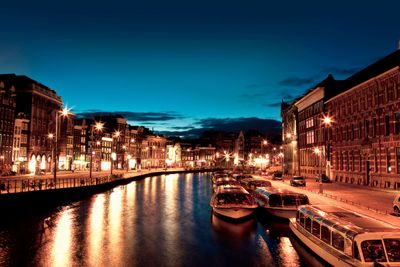Amsterdam channels at night