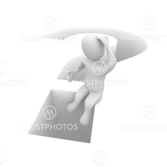 Sitting man and question mark