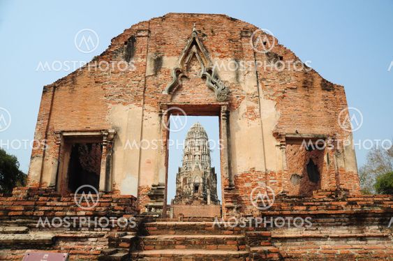 ruins temple at Ayutthaya Historical Park in Thailand