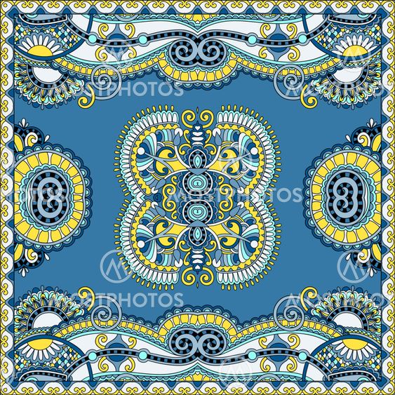 Traditional ornamental floral paisley bandanna. You can use this pattern in the design of carpet, shawl, pillow, cushion