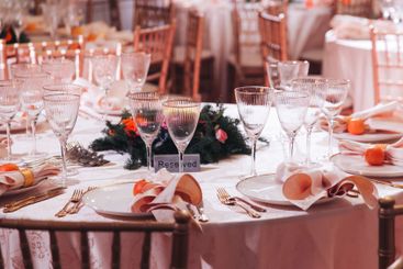 Beautiful table decoration for luxury  event in pink and...