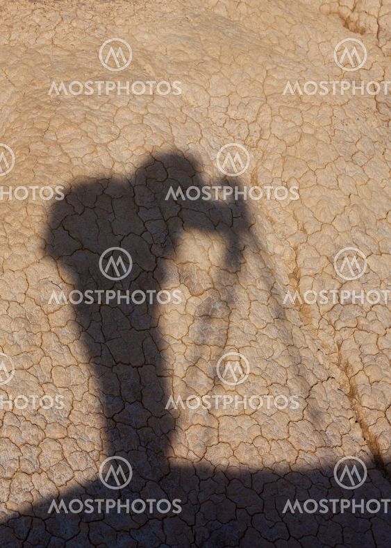 Photographer silhouette, Bardenas reales, Navarra, Spain