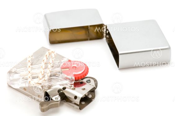 Metal lighter on white