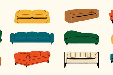 Trendy sofas set. Modern apartment couch, home interior...