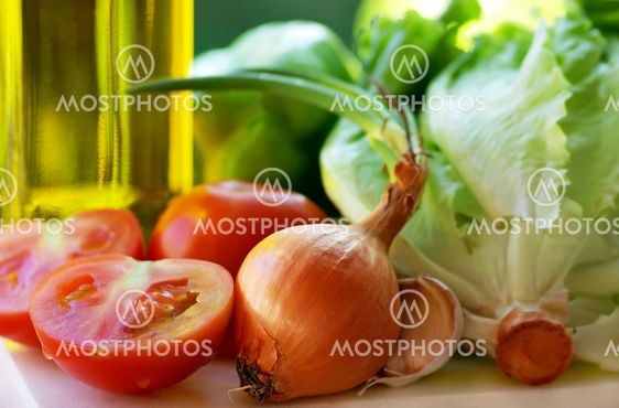 Olive oil and vegetables.