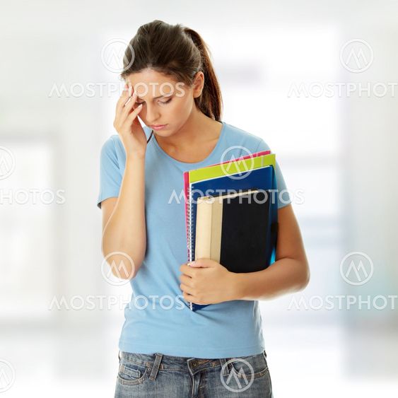 Student woman with depression