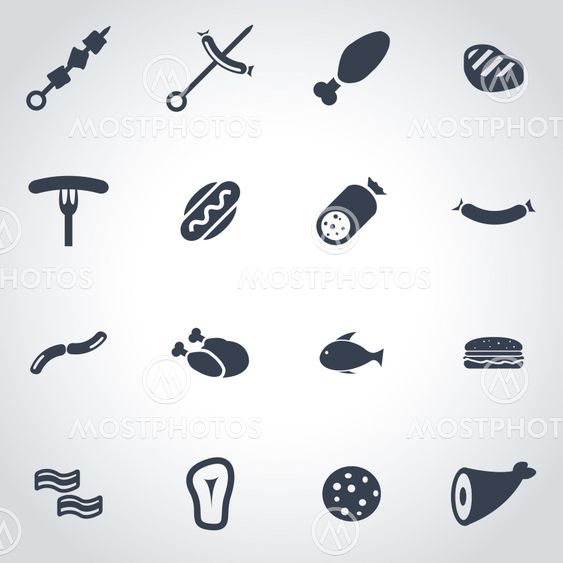 Vector black meat icon set