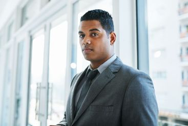 Office, professional and indian man in portrait for...