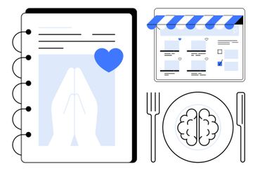 Digital Diet Notebook Praying Hands, Website with Blue...