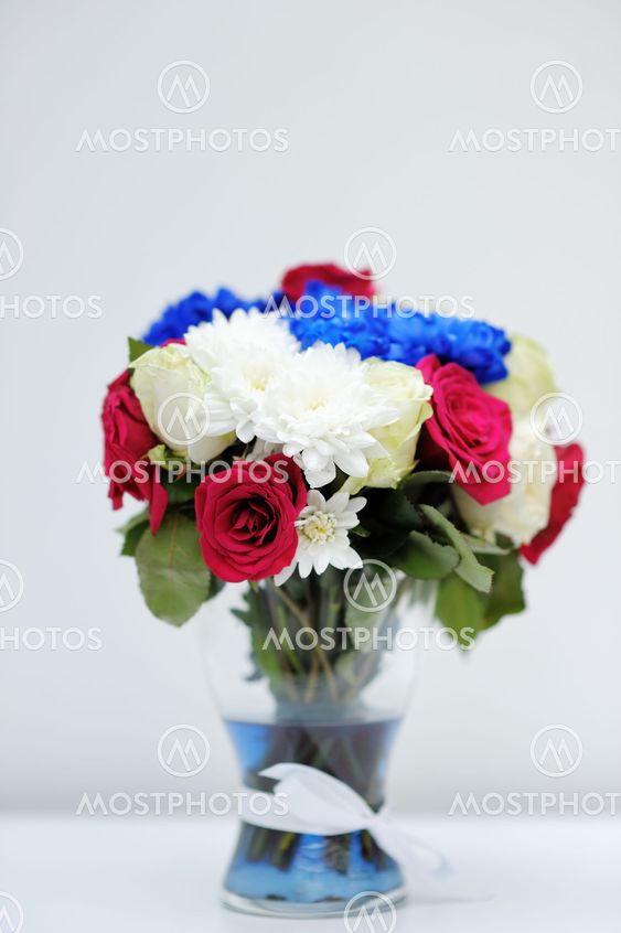 Bright blue and red bouquet