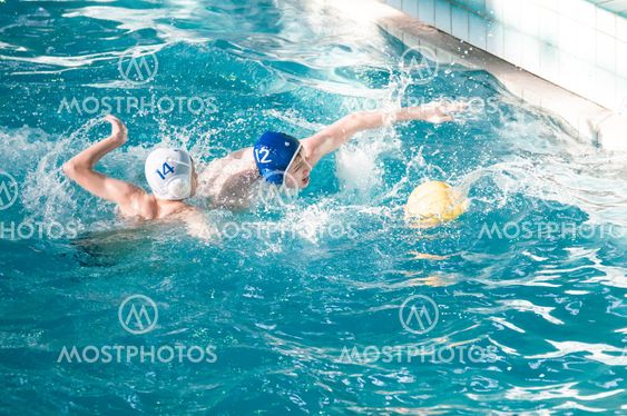 Orenburg, Russia - 6 May 2015: The boys play in water polo