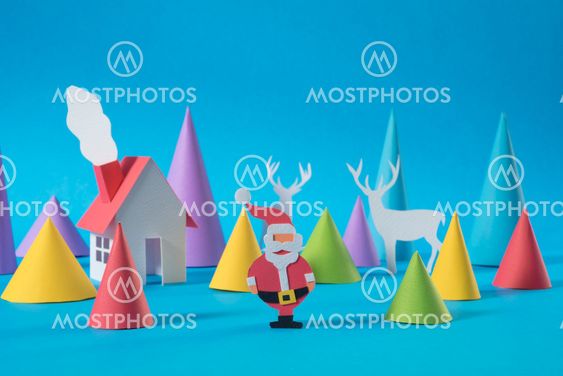 Christmas house handmade paper cut santa reindeer