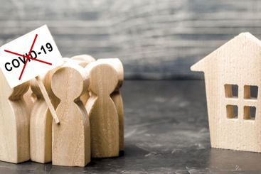 Protesting people calling to stop quarantine prohibitory...