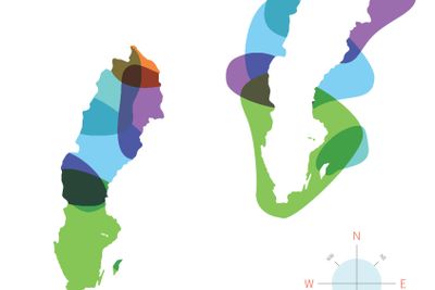 Abstract vector color map of Sweden with transparent...