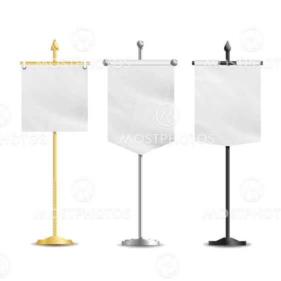 Vector Blank Table Flags. Vector Clean Mockup Isolated On...