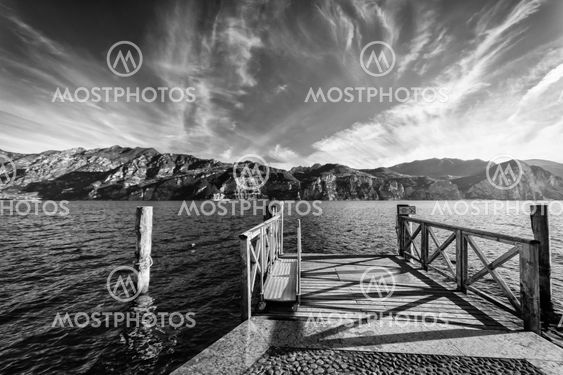 Walkway over the Lake Garda, Italy.