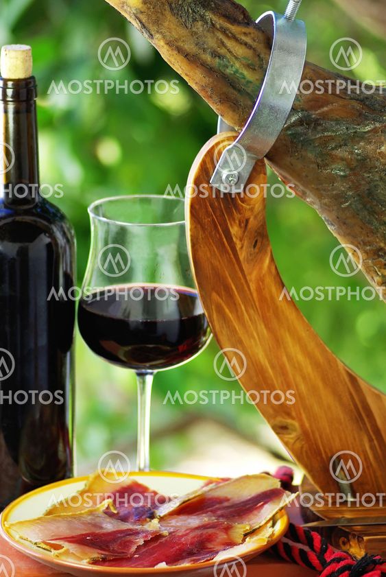 Spanish Jamon and red wine.