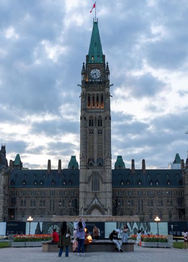 Parliament of Canada in Ottawa in the evening with...