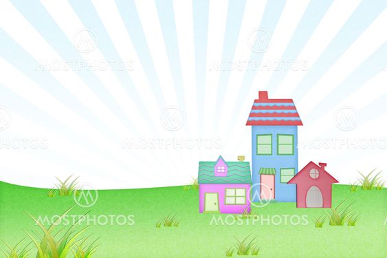 house from recycle paper with grass field