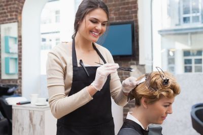 Customer getting her hair coloured