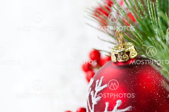 Red Christmas ornament border