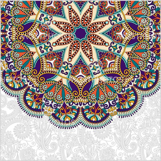 floral round pattern in ukrainian oriental ethnic style for your greeting card or invitation, template frame design for card, vintage lace doily