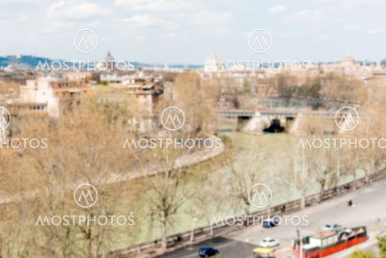 Defocused background with aerial view from Aventine Hill in Rome