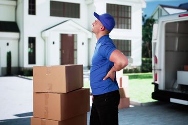 Truck Mover Unloading Van Carrying Boxes