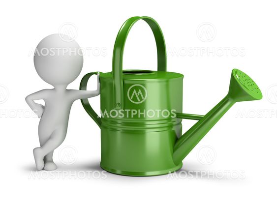3d small people - watering can